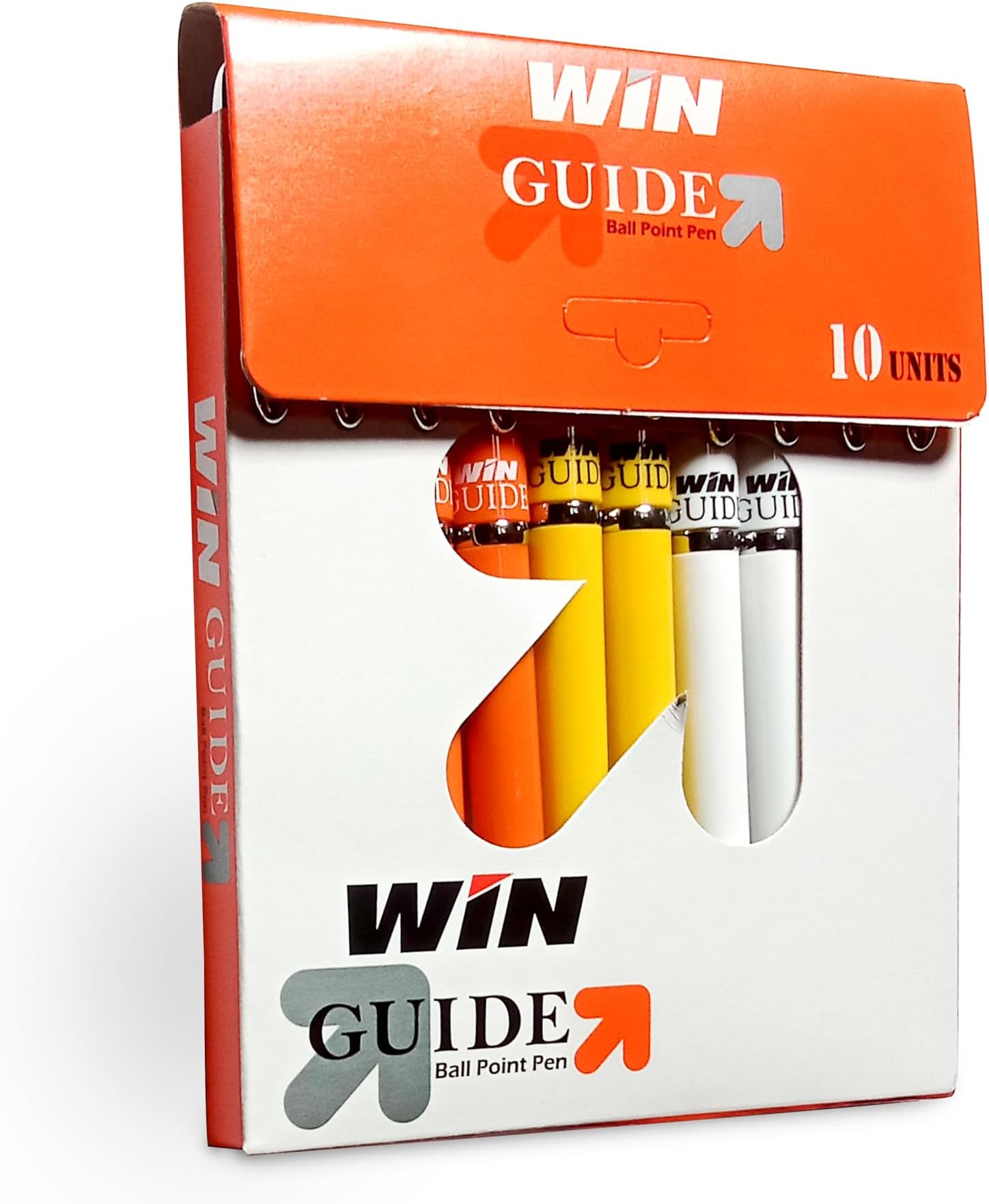 WIN Guide Ball Pens | 10 Blue Ink Pens | 0.6 mm Tip | Smooth Writing | Lightweight Multicoloured Body Available in 5 Colours | Refillable Pen | School, Office & Business Uses