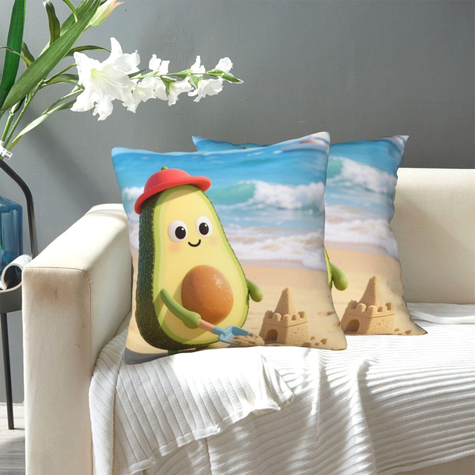 FekiLoot Decorative Throw Pillow Covers Modern Farmhouse Pillowcase Double Sided Cozy Cushion Cover for Sofa Couch Bed 12"X12" Avocado
