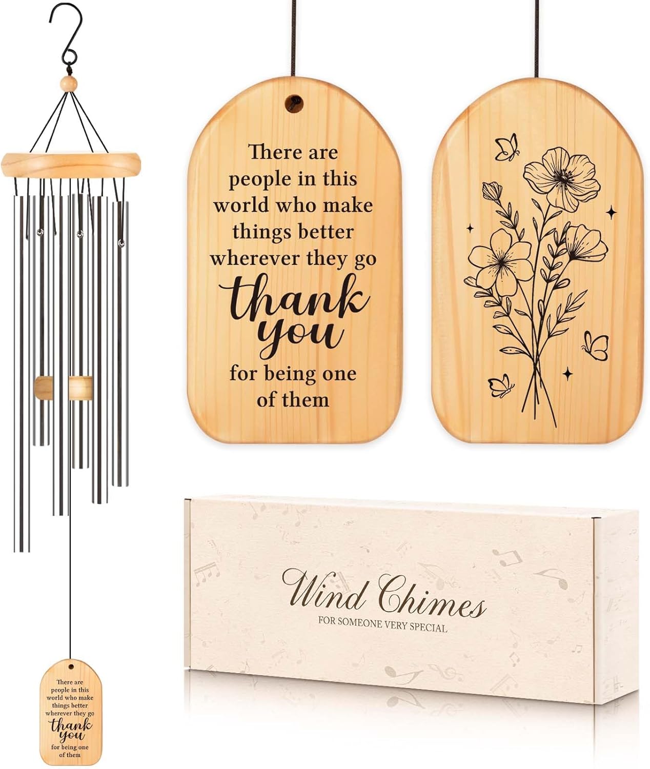 Thank You Gifts for Women, 25.5inch Wind Chime with Thank You Message, Staff Employee Appreciation Gifts, Unique Appreciation Gift for Teachers Coworkers Boss Nurse Volunteer Pastor Men