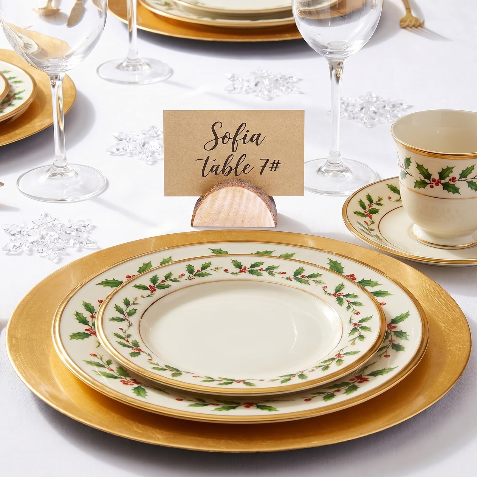 20 Piezas Porta Tarjetas de Mesa, Porta Tarjetas de Madera para Bodas, con 20 Tarjetas de Papel Kraft para Bodas y Fiestas