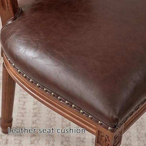 Miniatura 7 de JKGHK - Sillas de comedor, sillas de cocina de madera, silla lateral tapizada de cuero para habitación con respaldo redondo, juego de sillas de sala