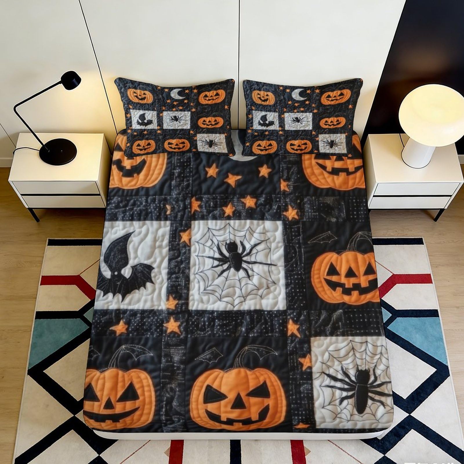 3D Printed Halloween Pumpkin Fitted Sheet Microfiber Soft Spider Web Mattress Cover for Bedroom Dorm Decor 120x200cm 90x200x25cm