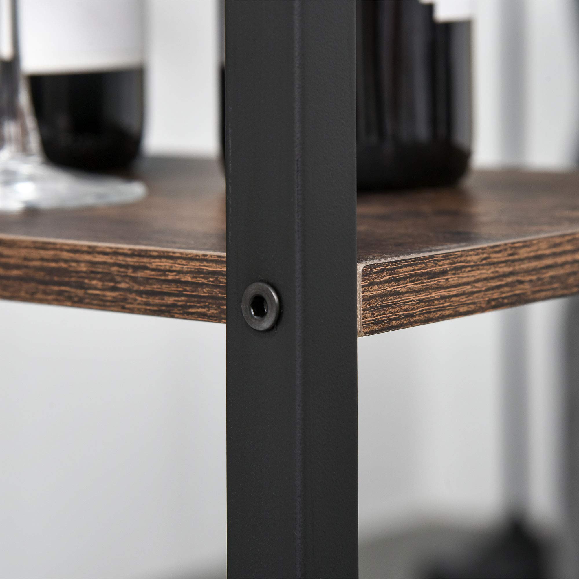 HOMCOM Set Tavolo Alto con 2 Sgabelli e Scaffale Stile Industriale in Metallo e Legno, Arredamento Moderno Bar e Cucina, Marrone Rustico