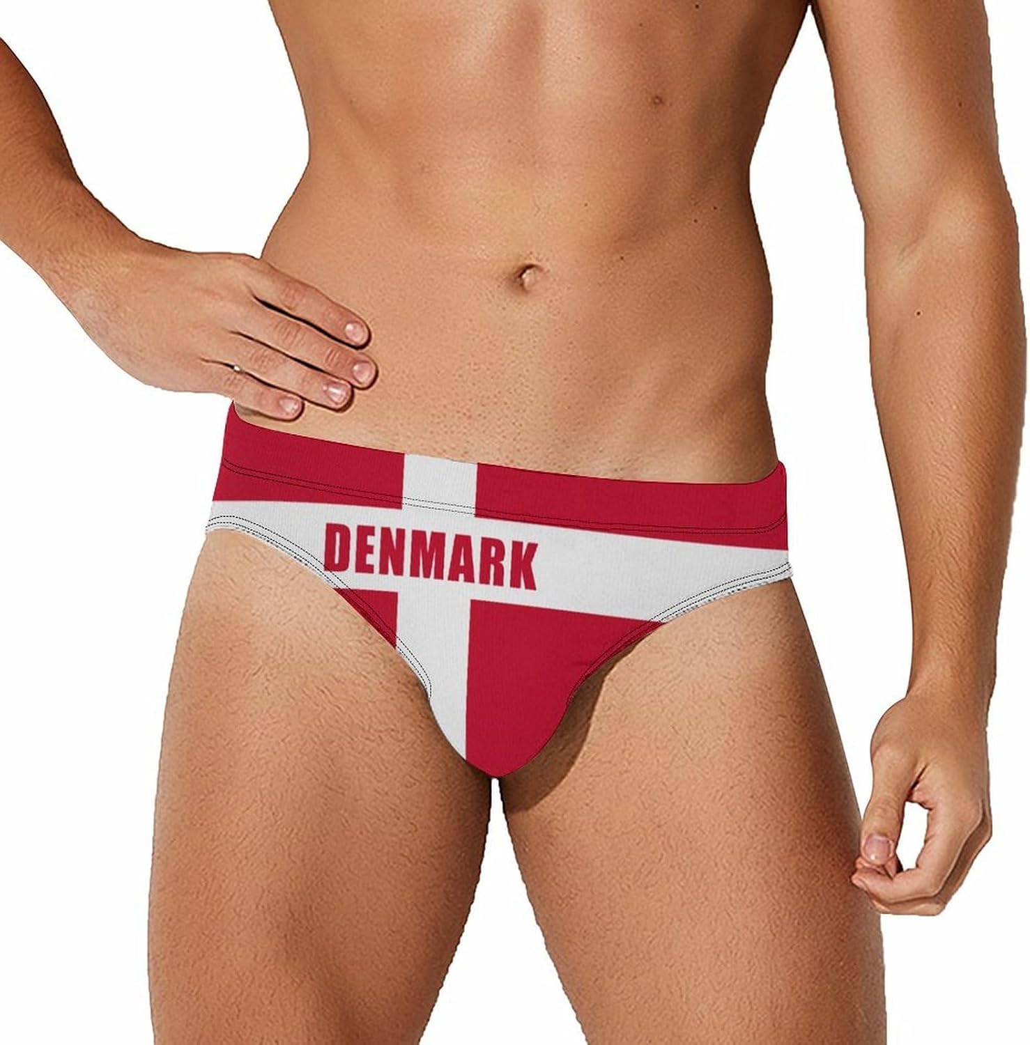 Denmark Danmark Flag Men's Swimwear Bikini Swimming Briefs Stretchy Swimsuits Board Surf Shorts Trunks