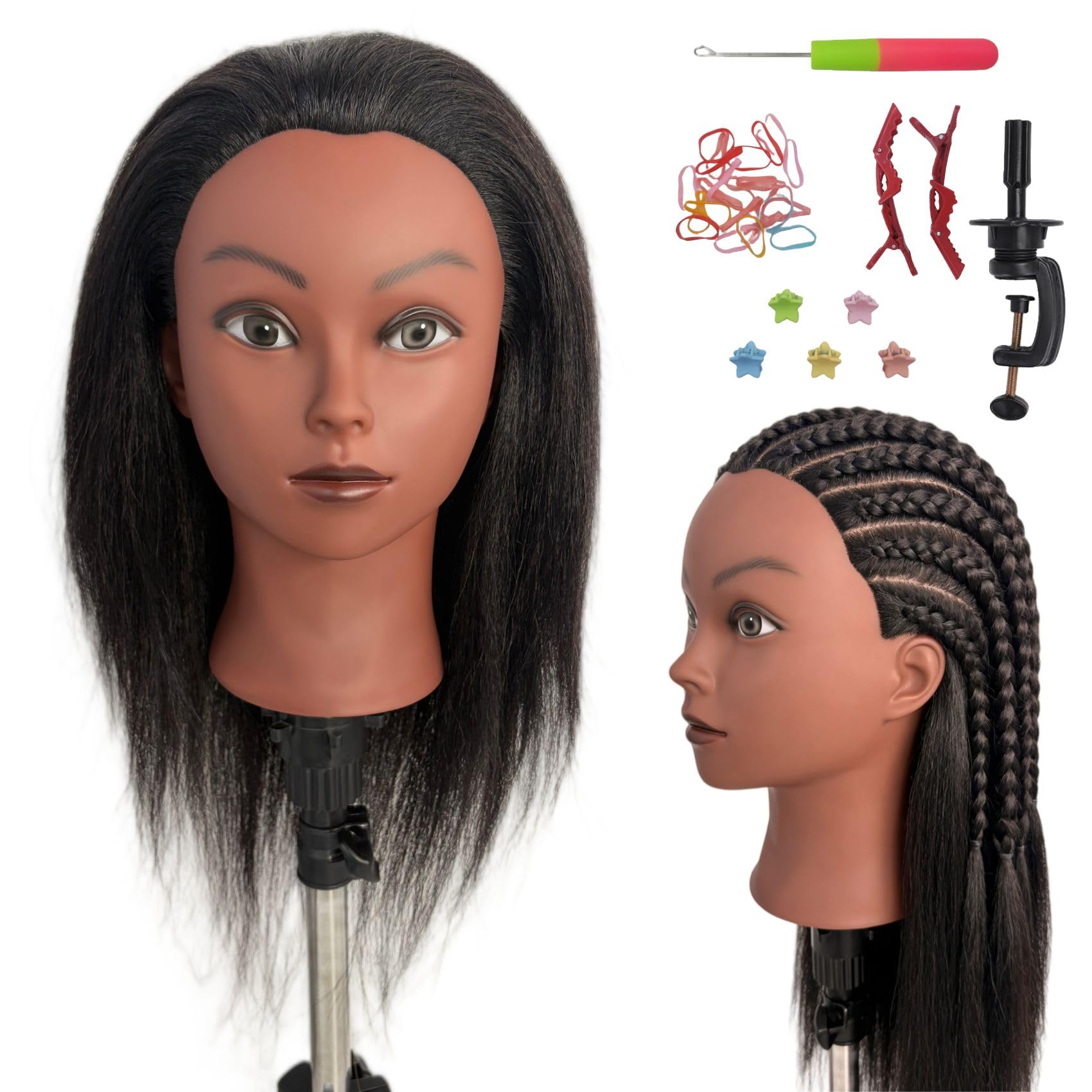ARLEFENNI 100% Real Hair Mannequin Head - training heads | Mubboo