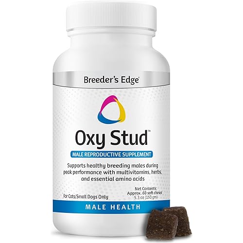 Breeder’s Edge Oxy Stud Male Supplement Multivitamin for Dogs & Cats, Helps Support Breeding, Fertility and Nutritional Needs Specific to Male Reproductive Health, Soft Chews - 60ct Small Dog & Cat