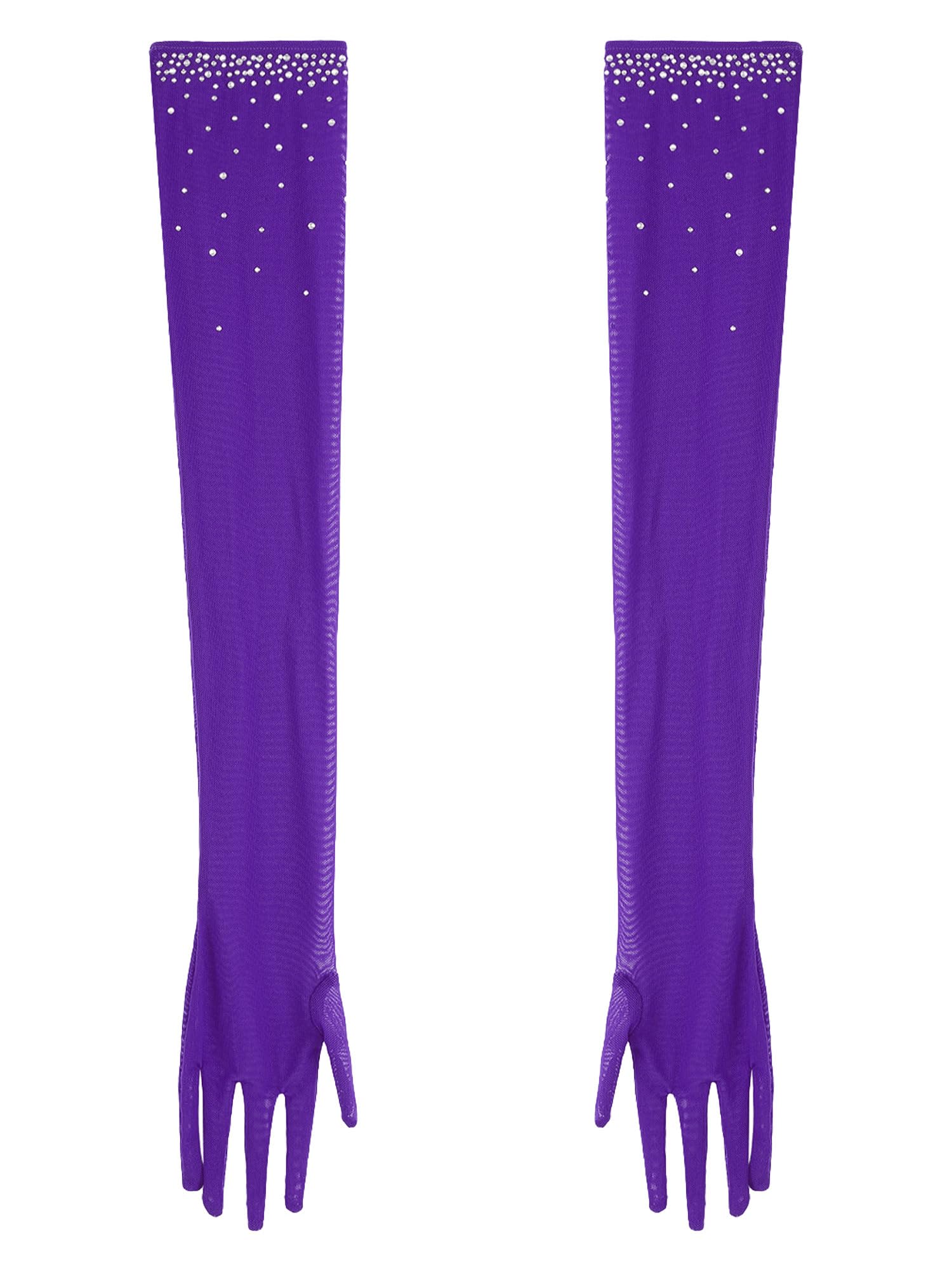 Maillot de Baile Latino para Mujer Body de Patinaje Artístico Maillot con Flecos y Pedrería Brillante y Guantes de Malla Vestido Baile de Salón Tango Rumba S-XXL