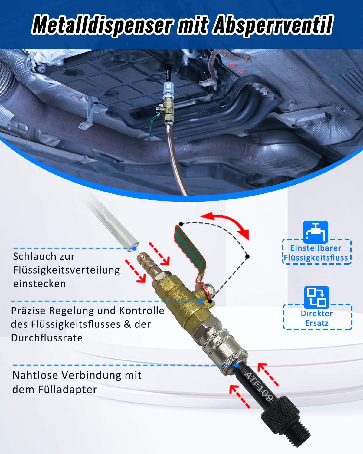 Automatikgetriebeöl Einfüllgerät Fülladapter Kompatibel mit VW Audi CVT DSG BMW Benz 722.9 Skoda Nissan Ford usw., 26-teiliges ATF Befülladapter Ölwechsel Werkzeug mit Absperrventil