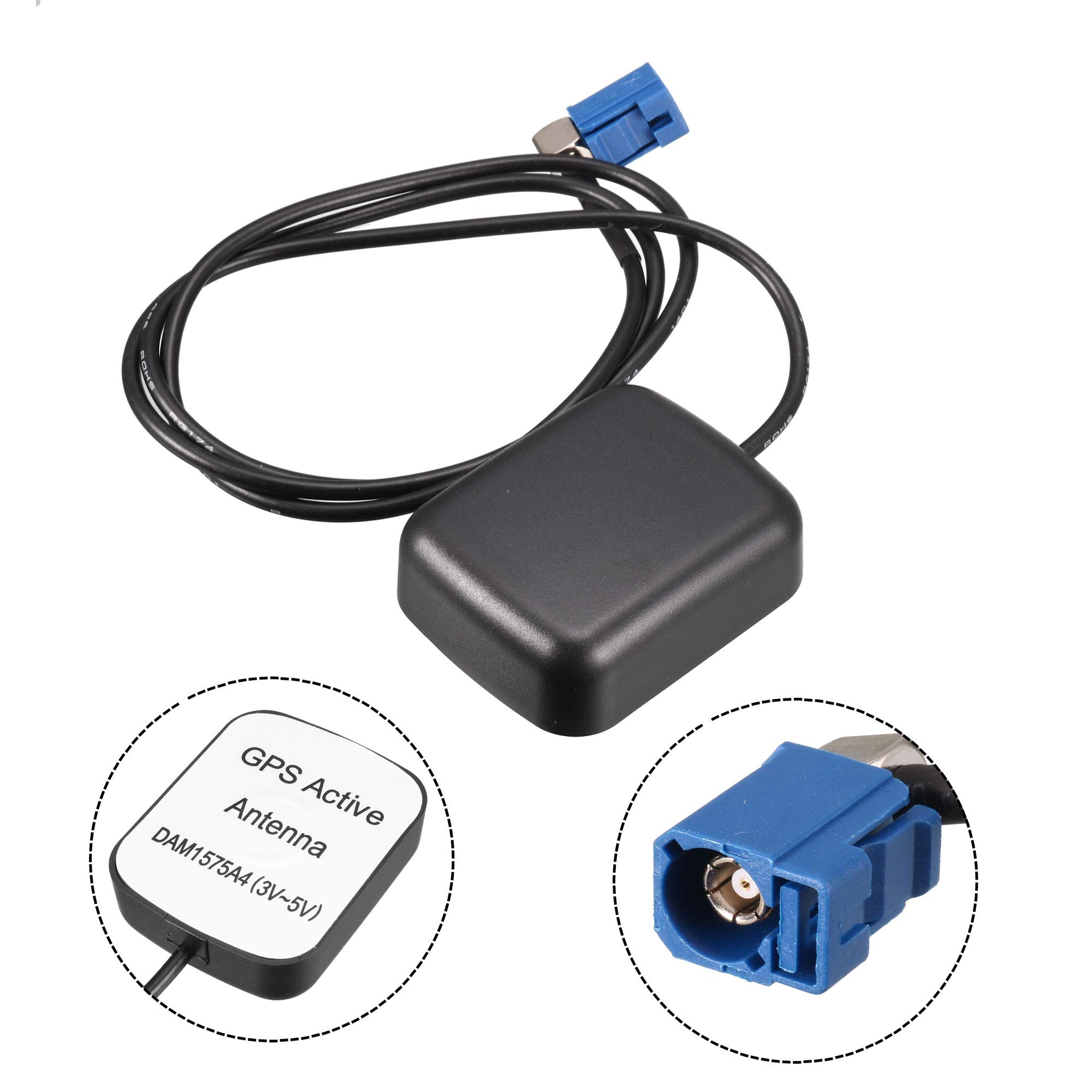 Antenne GPS Active Voiture 3 Mètres - Base Magnétique, Connecteur MCX, 28 DB, Pour Autoradio Navigation