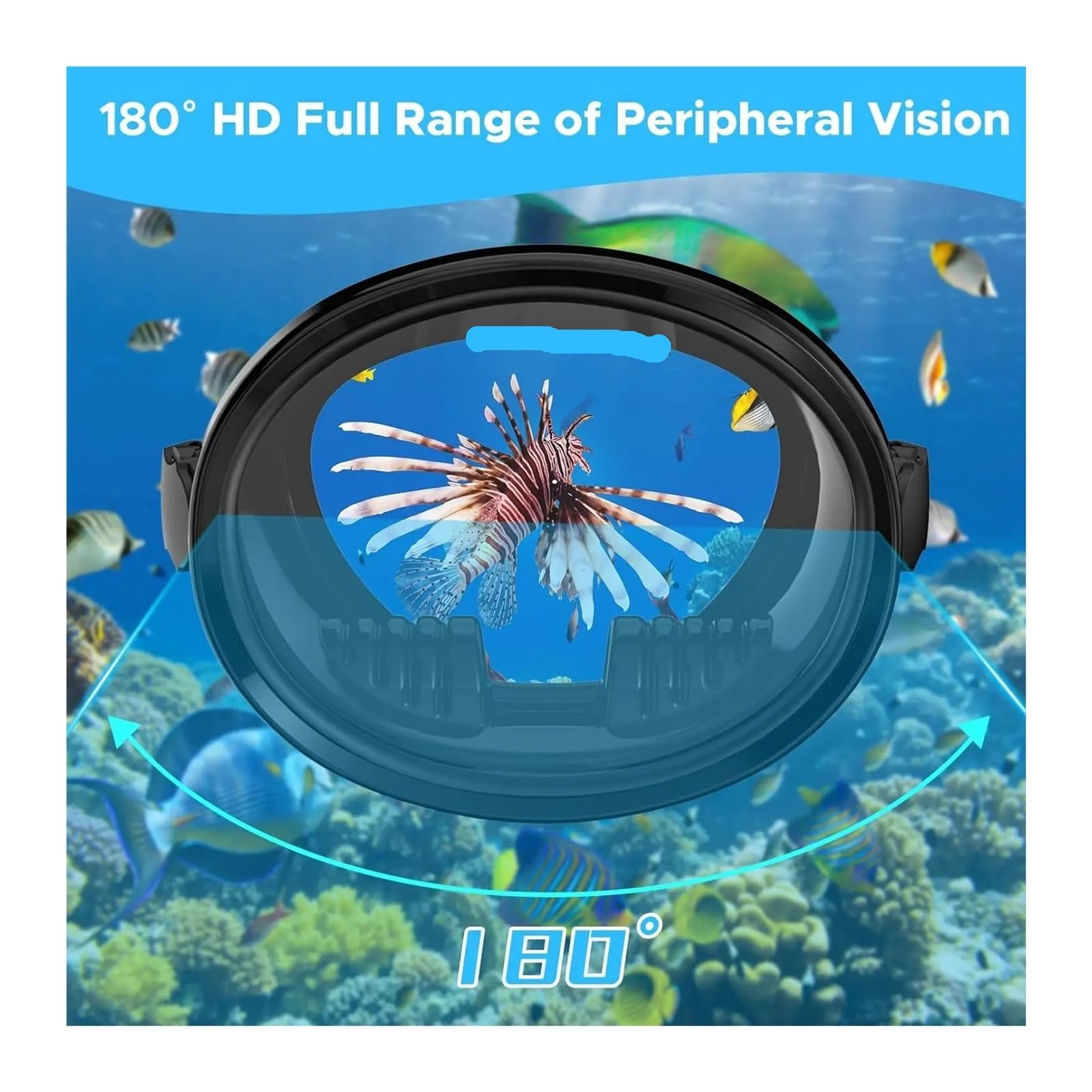 Genérico Máscara de Buceo Ovalada for Adultos, máscara de Pesca submarina, Gafas de Buceo panorámicas de Estilo Retro clásico con Lentes de Vidrio Templado