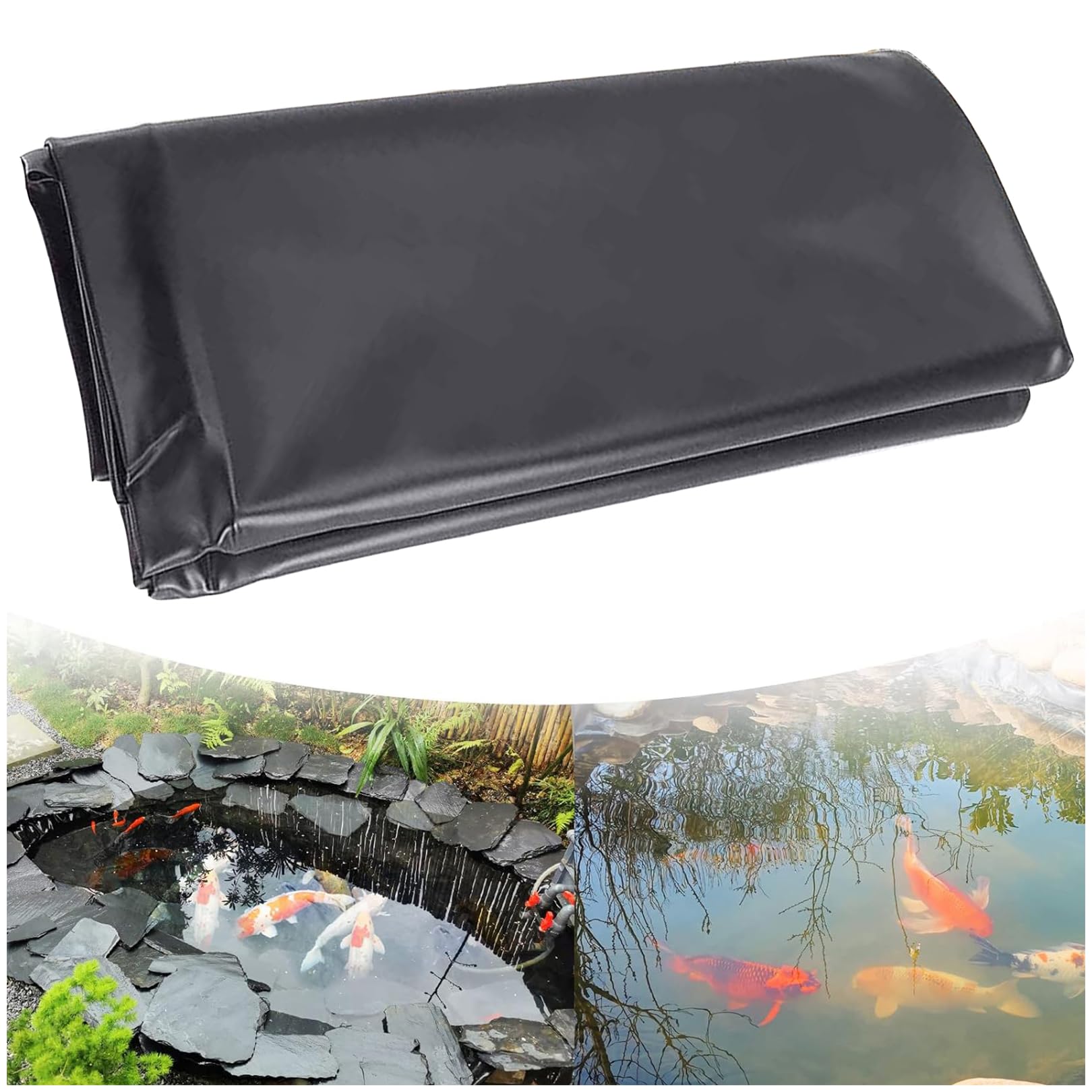 Forro negro de polietileno de alta densidad de 5 x 6 m para estanques de 8 x 10 m, membrana de plástico de 4 x 9 m, cubierta aislante duradera para jardines, cubierta protectora para estanques de