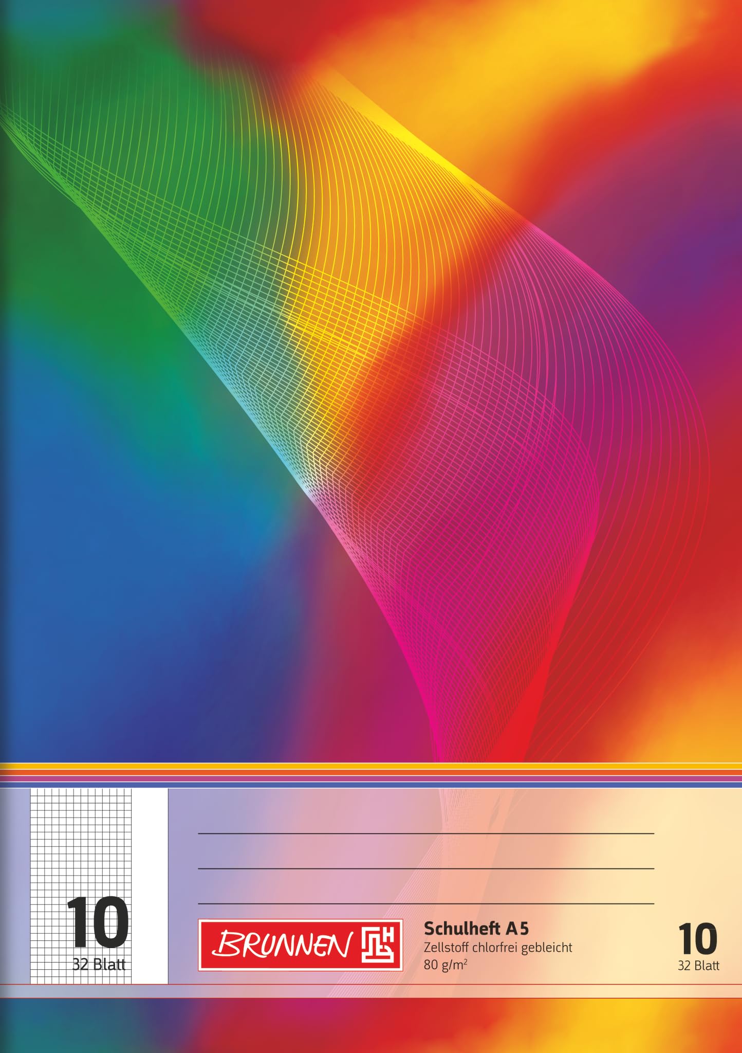 Brunnen 104531002 Exercise Book, A5, 32 Sheets, 5 mm Checked, with Margin, line Style 10