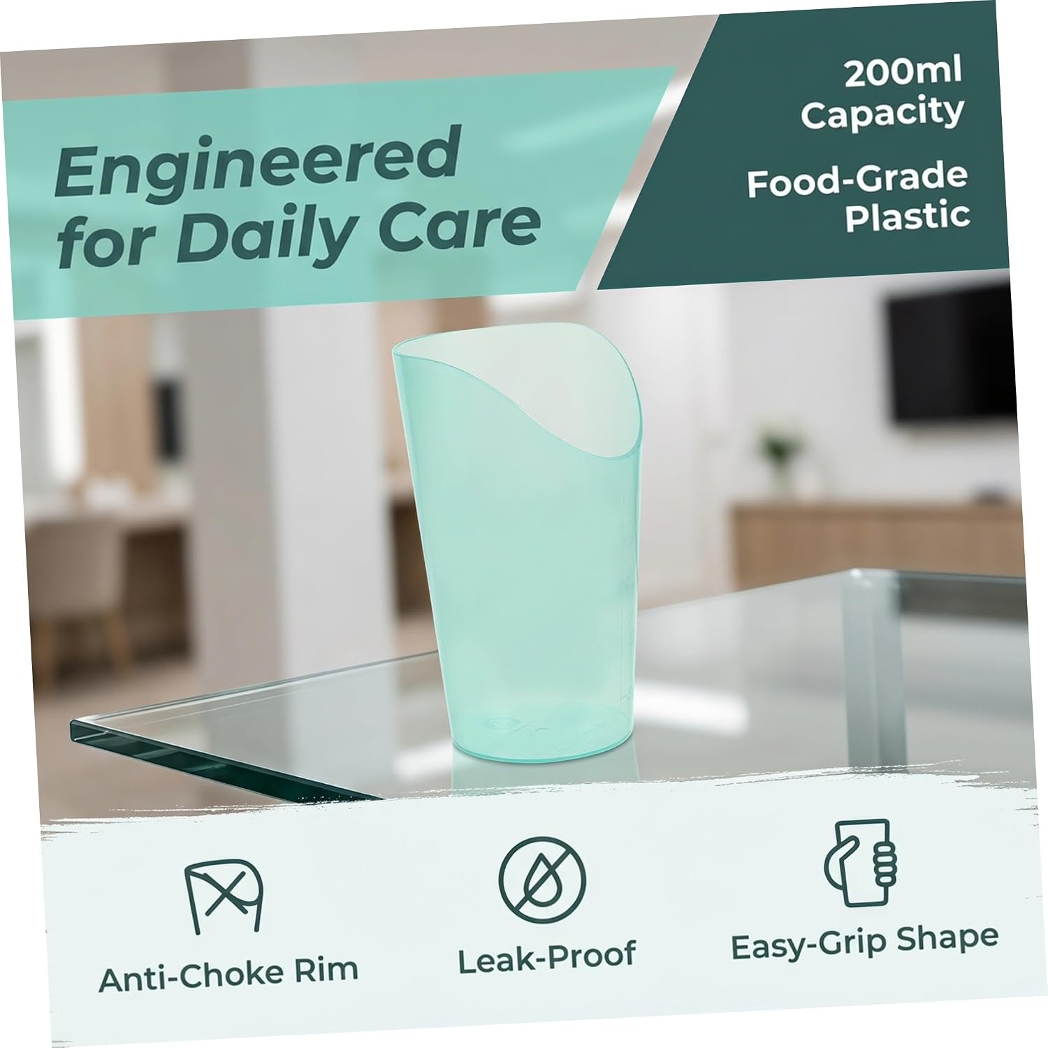 Alipis Convalescent Feeding Cup Plastic Inclined Mouth Choking Proof | Light Green Finish, Moderate Capacity, Reusable and Not Easy to Deform, Easy to Carry for Elderly and Maternity Use
