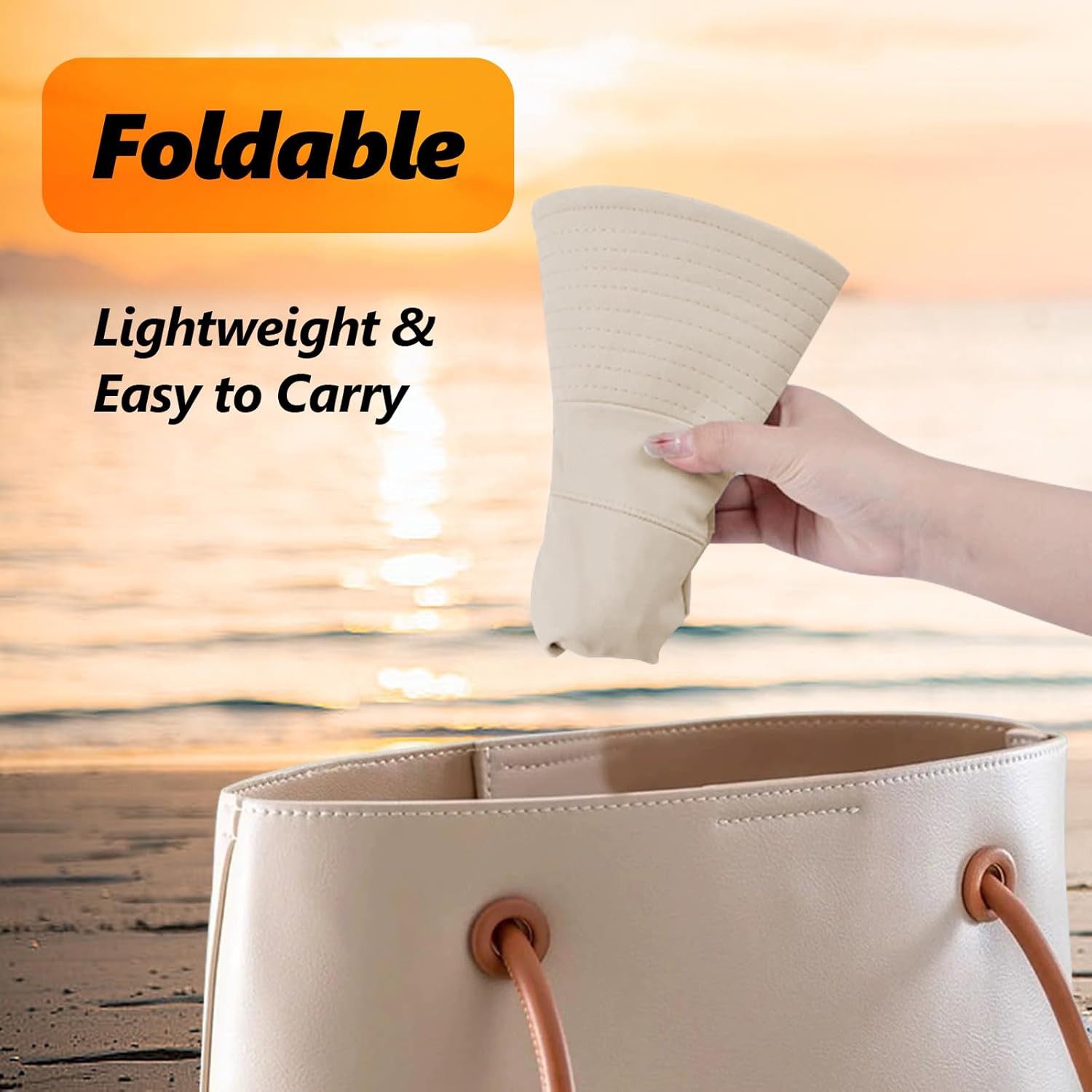 Sun Hats for Women with Ponytail Hole, Wide Brim UV Protection Beach Hats for Women Packable - Image 6