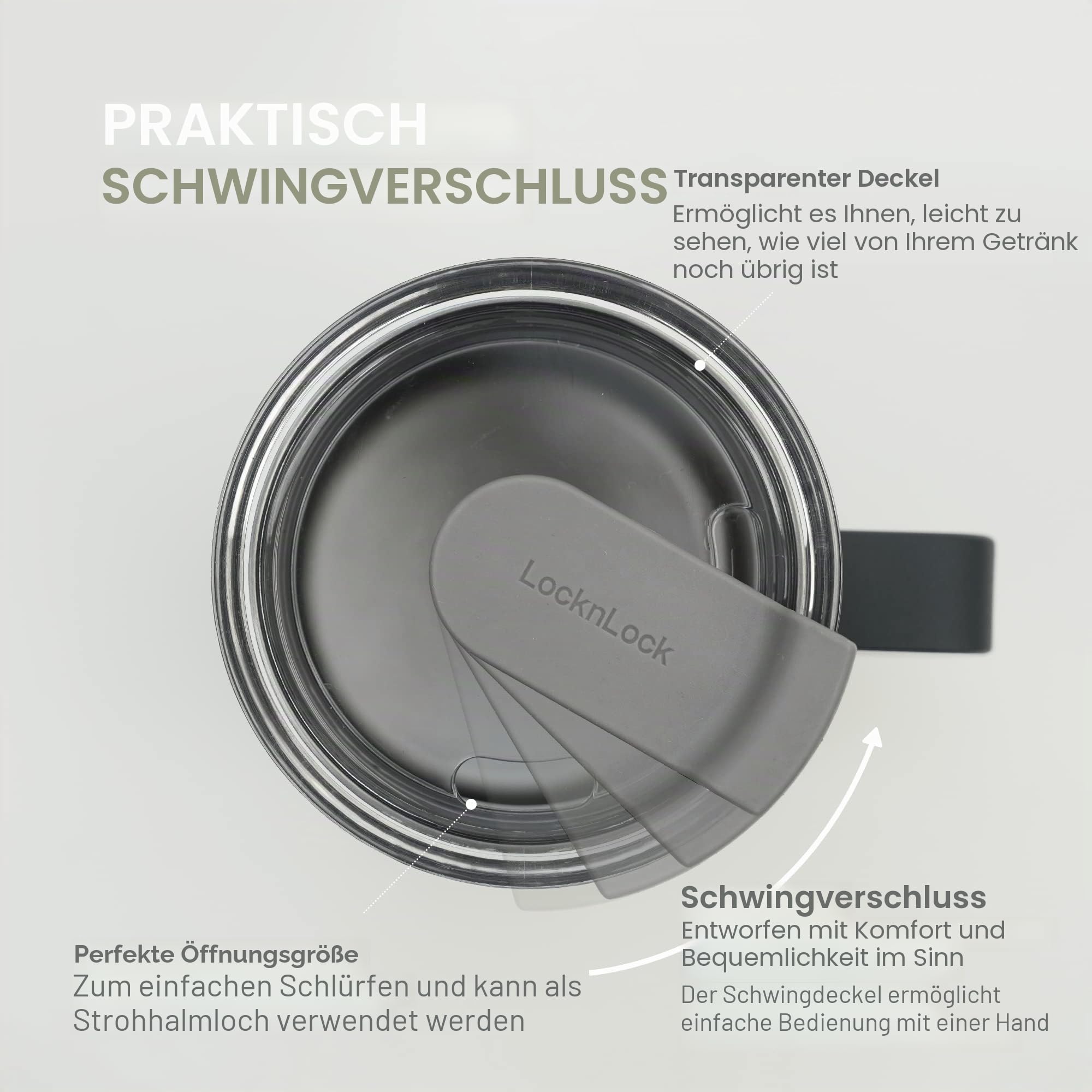 LocknLock Metro Mug Premium 18/8 Edelstahl, doppelwandig, isoliert mit Griff, perfekt für Tisch mit Deckel, Pfirsichrot, 590 ml