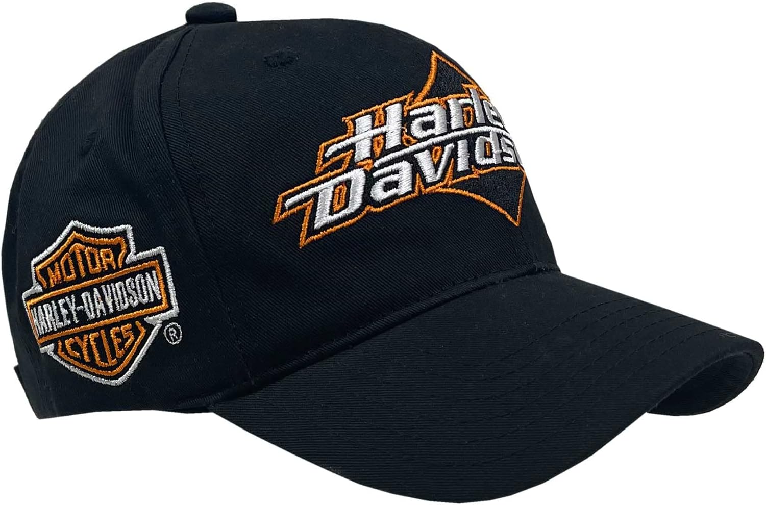 Men's Embroidered H-D Curved Bill Adjustable Baseball Cap- Black