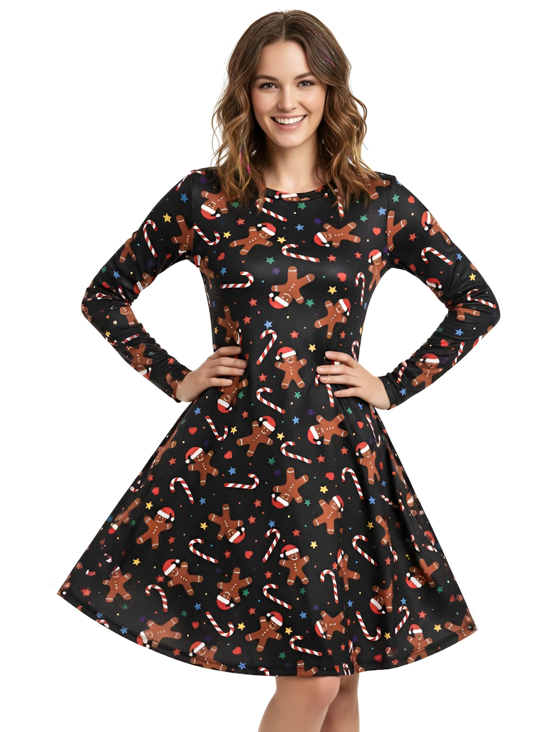Love My Fashions Christmas Dresses for Women UK Xmas Party Costume Adult Reindeer Snowman Santa Snowflake Swing Skater Printed Novelty Tops