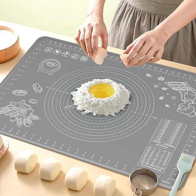 Silicone Baking Mat 32x24 inch, Extra Thick Non-stick Pastry Mat with Me...