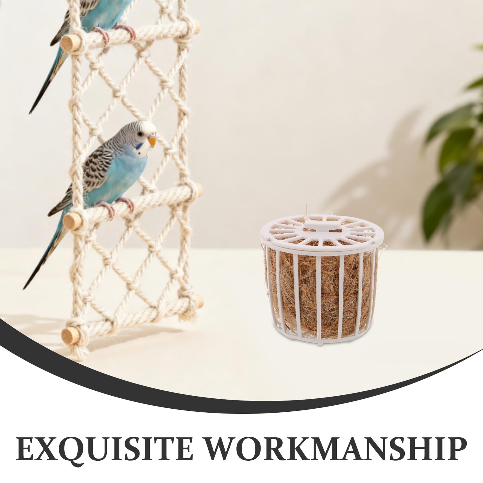 BESPORTBLE Nid de Reproduction Naturel en Jute avec Panier de Rangement Matériaux de Nidification pour Canaris Perruches et Pinsons Litière Confortable et Hygiénique pour Cage D’Oiseaux