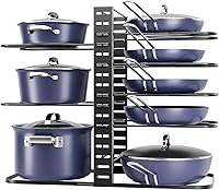 Vista 1 de ORDORA Pots and Pans Organizer under Cabinet 14.55 Height, Adjustable 8-Tier Pot Organizers inside Cabinet, Kitchen Organizers and Storage Fit 6-11