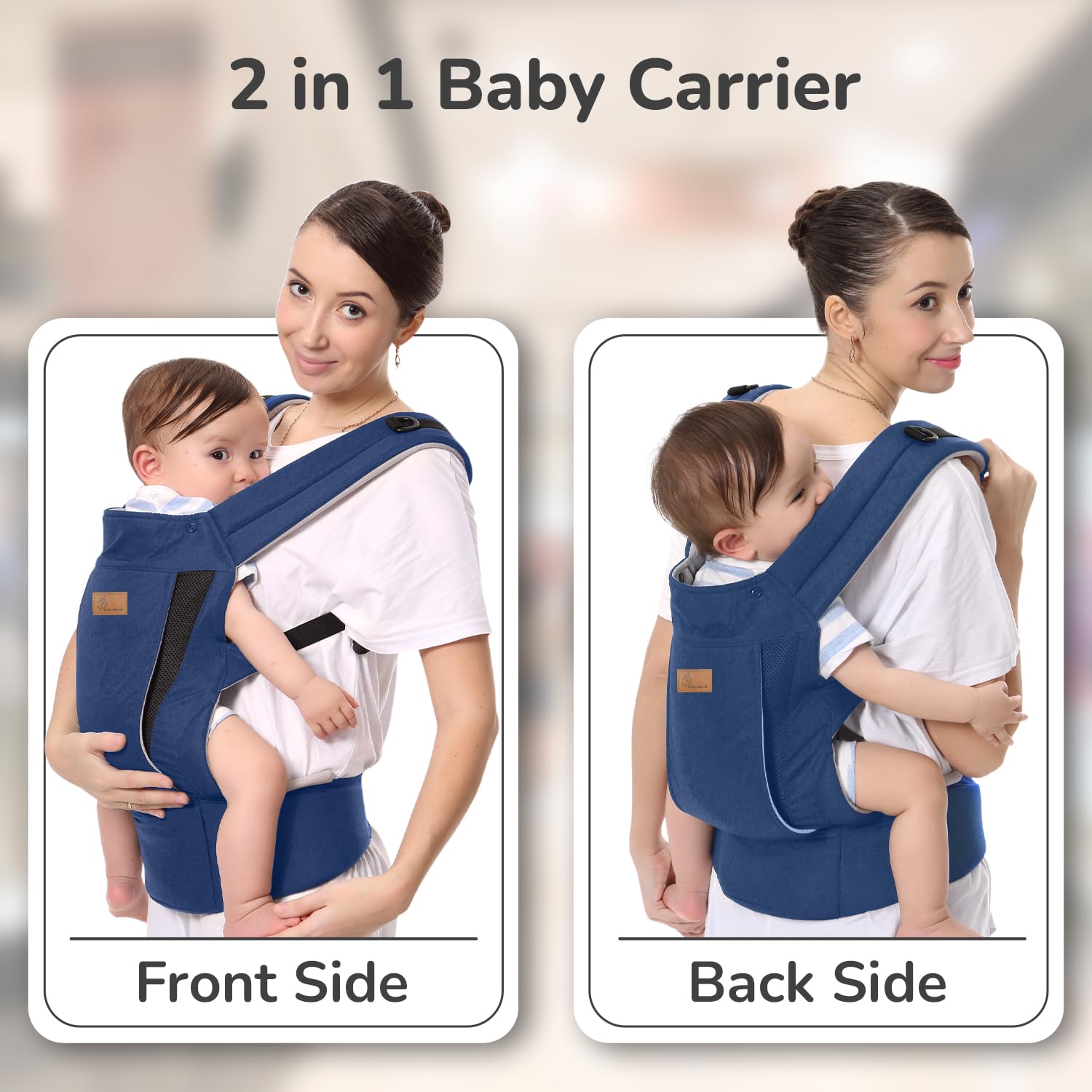 R for Rabbit Comfy Hug Ergo Baby Carrier for New Born | 2 in 1 Handsfree Front & Back Carry Position, Comfortable and Adjustable Strap Ergonomic Kangaroo Bag for 4 to 24 Month Kids Up to 15 Kg (Black) 2