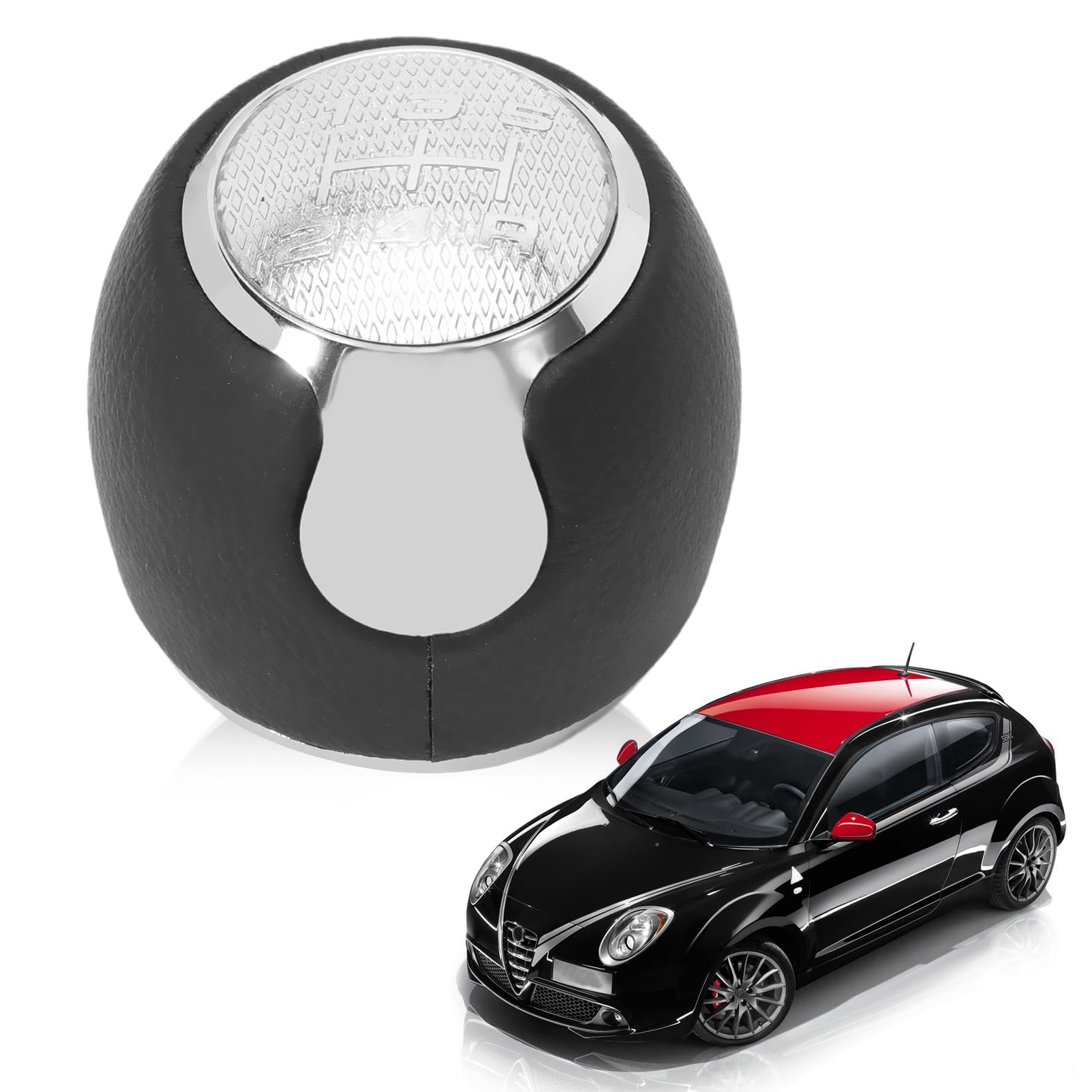 5 Marcio Pomello Cambio Completo per 147 166 Mito 2008-2016 Leva Cambio Copertura Maniglia Stick Testa Nera