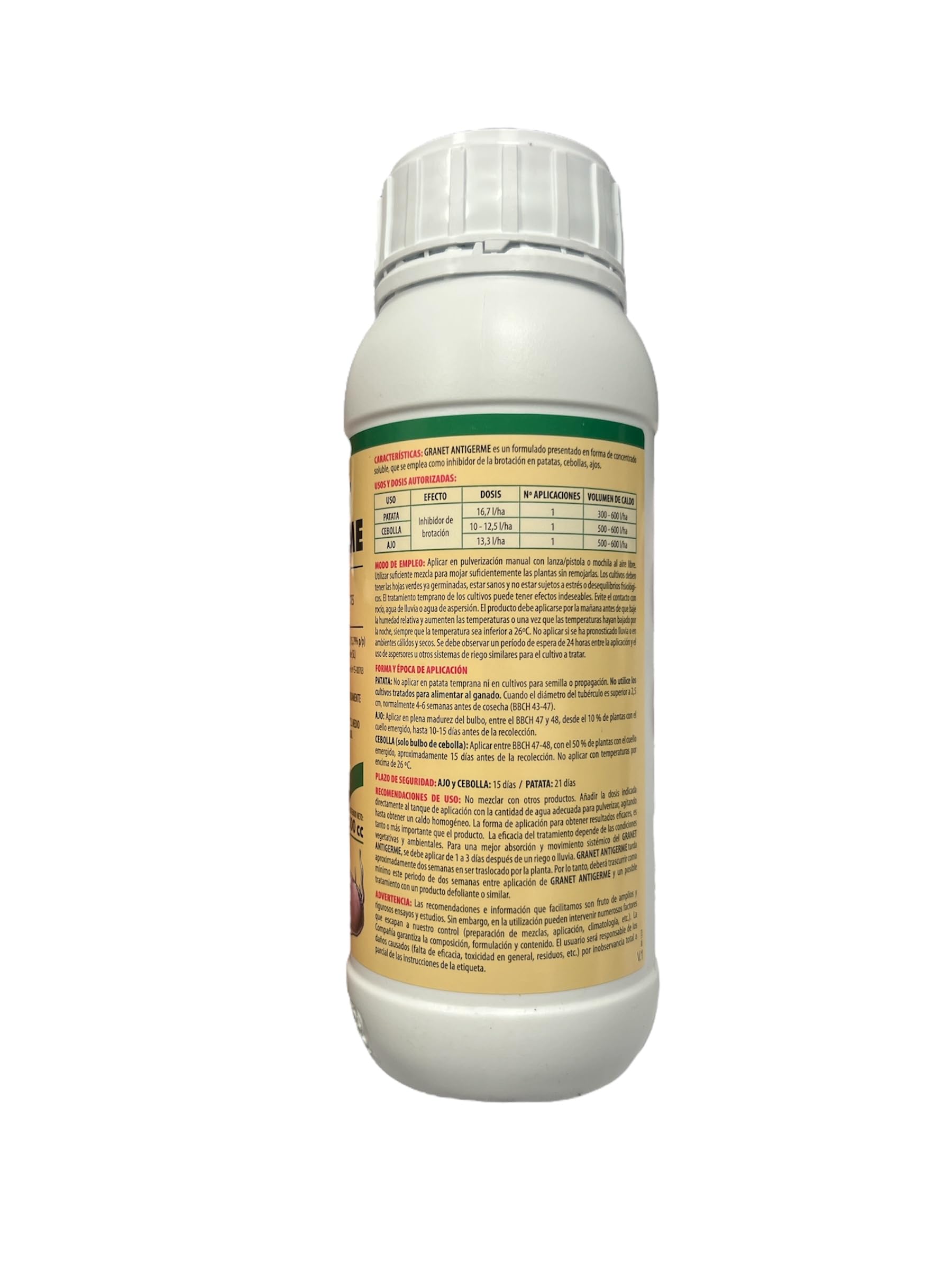 Antigerminatif phytorégulateur Pour pommes de terre, ail et oignon 500 ml. Inhibiteur systémique de germination pour pommes de terre, oignons et ail.