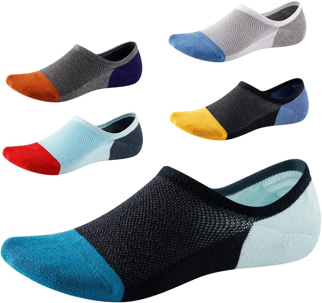 No Show Socks for Men&Women-Low Cut with Non Slip Grip-Invisible Socks for Oxfords Sneakers Size7-12 5 Pairs