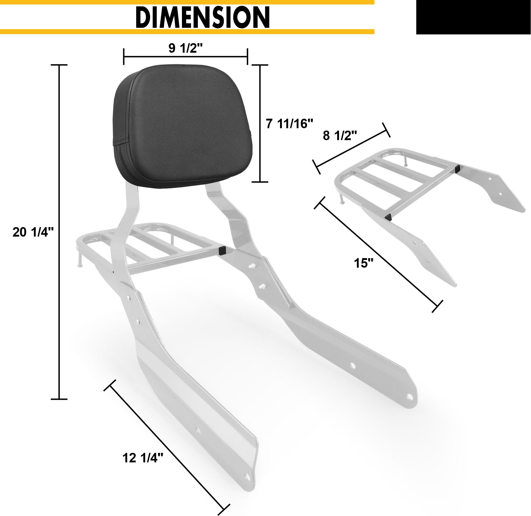 Amazon.com: Passenger Sissy Bar Backrest with Luggage Rack Fits