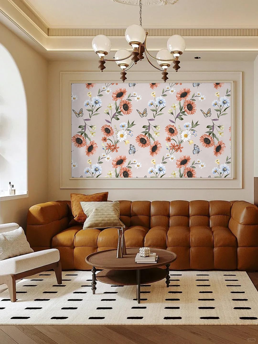 Floral Wallpaper Peel and Stcik Boho Contact Paper Self Adhesive Removable Wallpaper Butterfly Wallpaper for Bedroom Living Room Bathroom 17.7”x78.8”