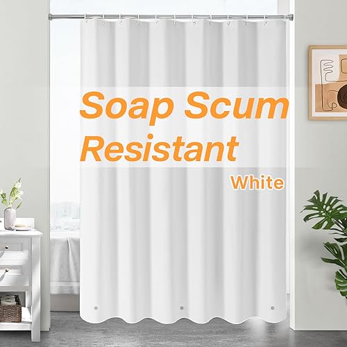 Miniatura 16 de Gibelle Cortina de ducha de tela azul claro, 72 x 72 pulgadas, forro de cortina de ducha impermeable para baño con ojales de metal y 12 ganchos