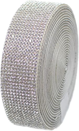 Cinta autoadhesiva de diamantes de imitación de cristal, calcomanía brillante con gemas de purpurina de 0.079 pulgadas para artes, manualidades,