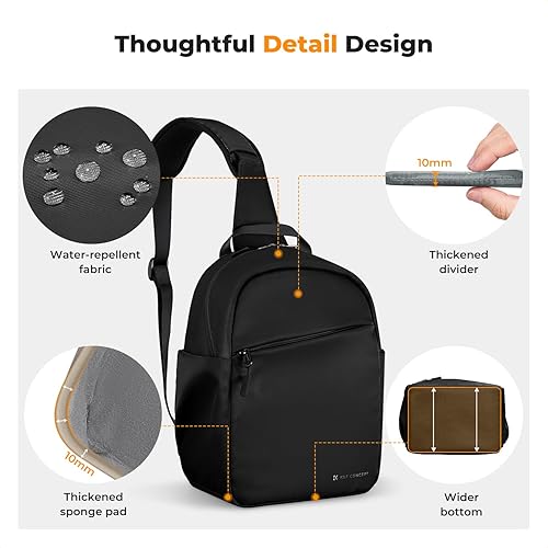 Miniatura 4 de K&F CONCEPT Bolsa pequeña para cámara fotográfica, bolsa cruzada para cámara DSLRSLRSLRsin espejo, funda compacta para cámara para hombres y