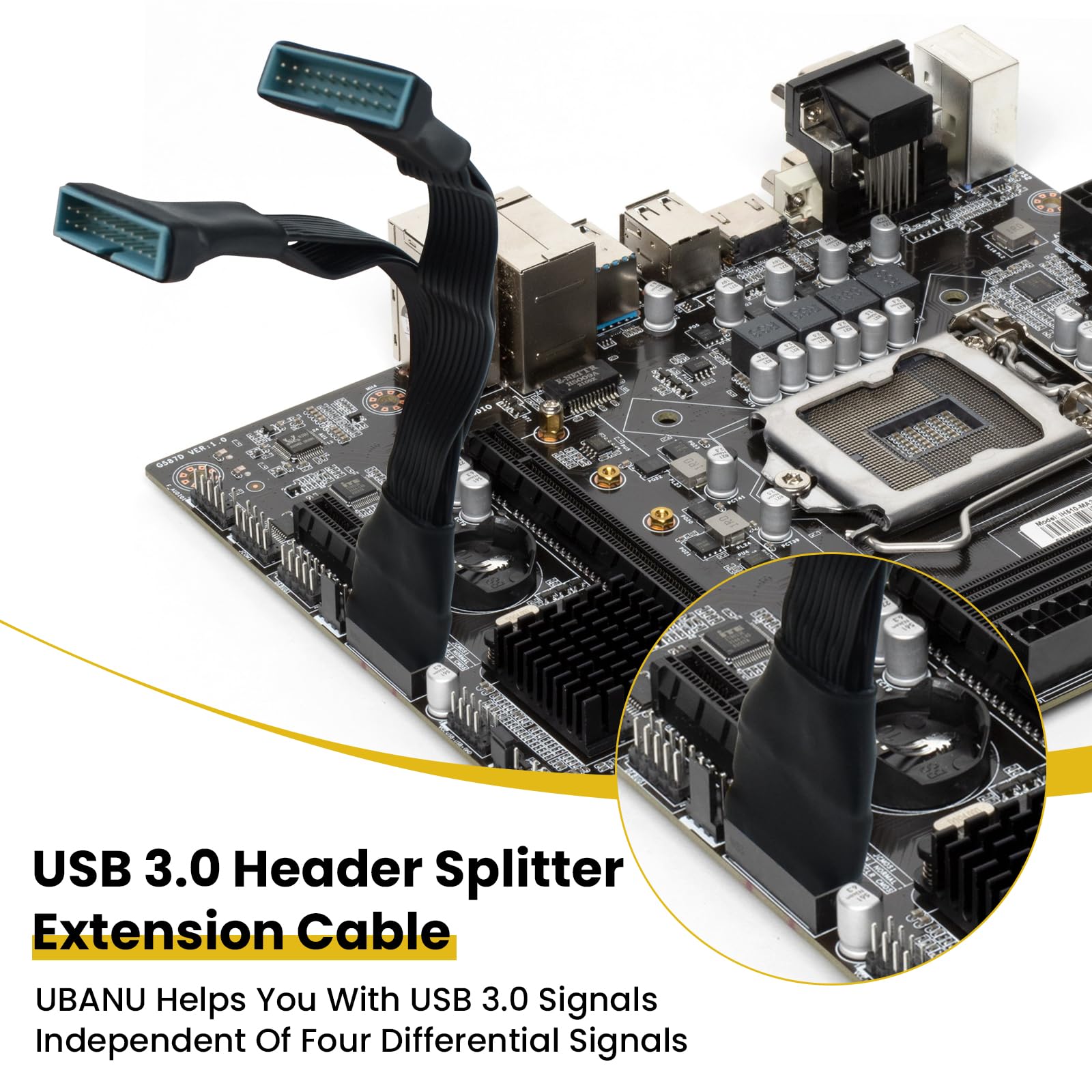 19/20-pinowy kabel rozgałęźny USB 3.0 przedłużacz 1 do 2 Y adapter wewnętrzny rozgałęźnik płyty głównej produkty DIY (15 cm)
