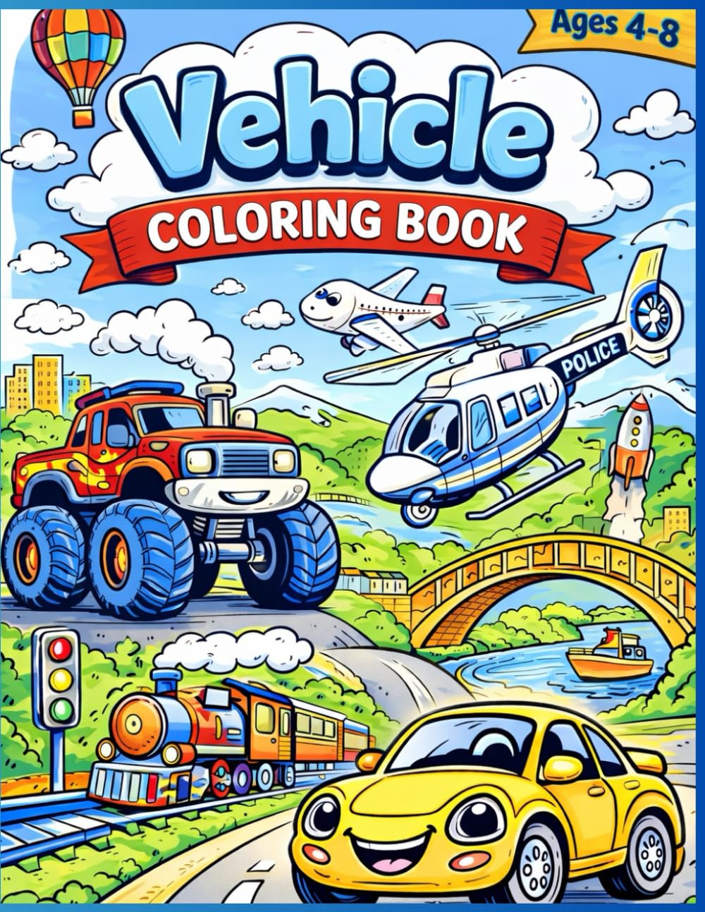 Vehicle Coloring Book: Exciting Vehicles and Construction Trucks for Creative Kids for age 4-8 (Fun Vehicles Activity & Coloring Series)