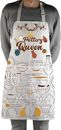 Miniatura 4 de MBMSO Delantal de artista de cerámica con bolsillos, delantal de cerámica de reina, delantal de cerámica para artistas de cerámica, regalo para