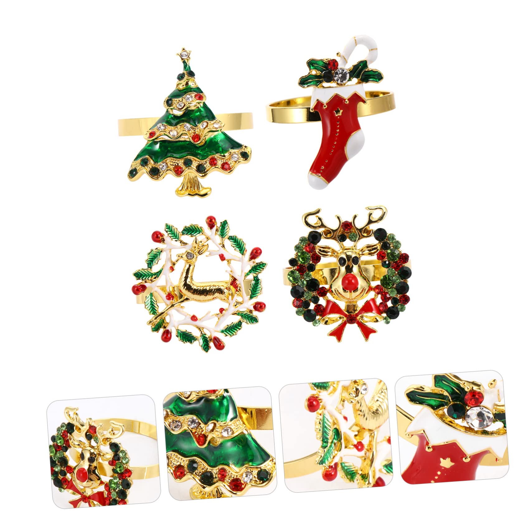 MAGICLULU 12stücke Teiliges Weihnachts-Napkin- Mit Reindeer Weihnachtsbaum Schneeflocke Und Serviettenhalter Für Festliche Tischdekoration Bei Partys Und Feiertagen