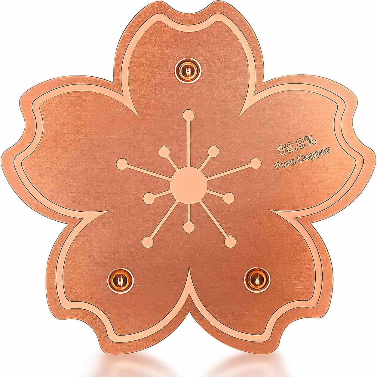 99.999% Pure Copper Cherry Blossom Bird Bath Disk 100mm, CherryBlossoms — image 1
