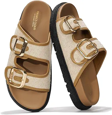 Project Cloud Platform Summer Sandals for Women 2025 - Comfortable and Adjustable Straps Summer Slides with Memory Foam Insole - Non-Slip Casual Womens Sandals