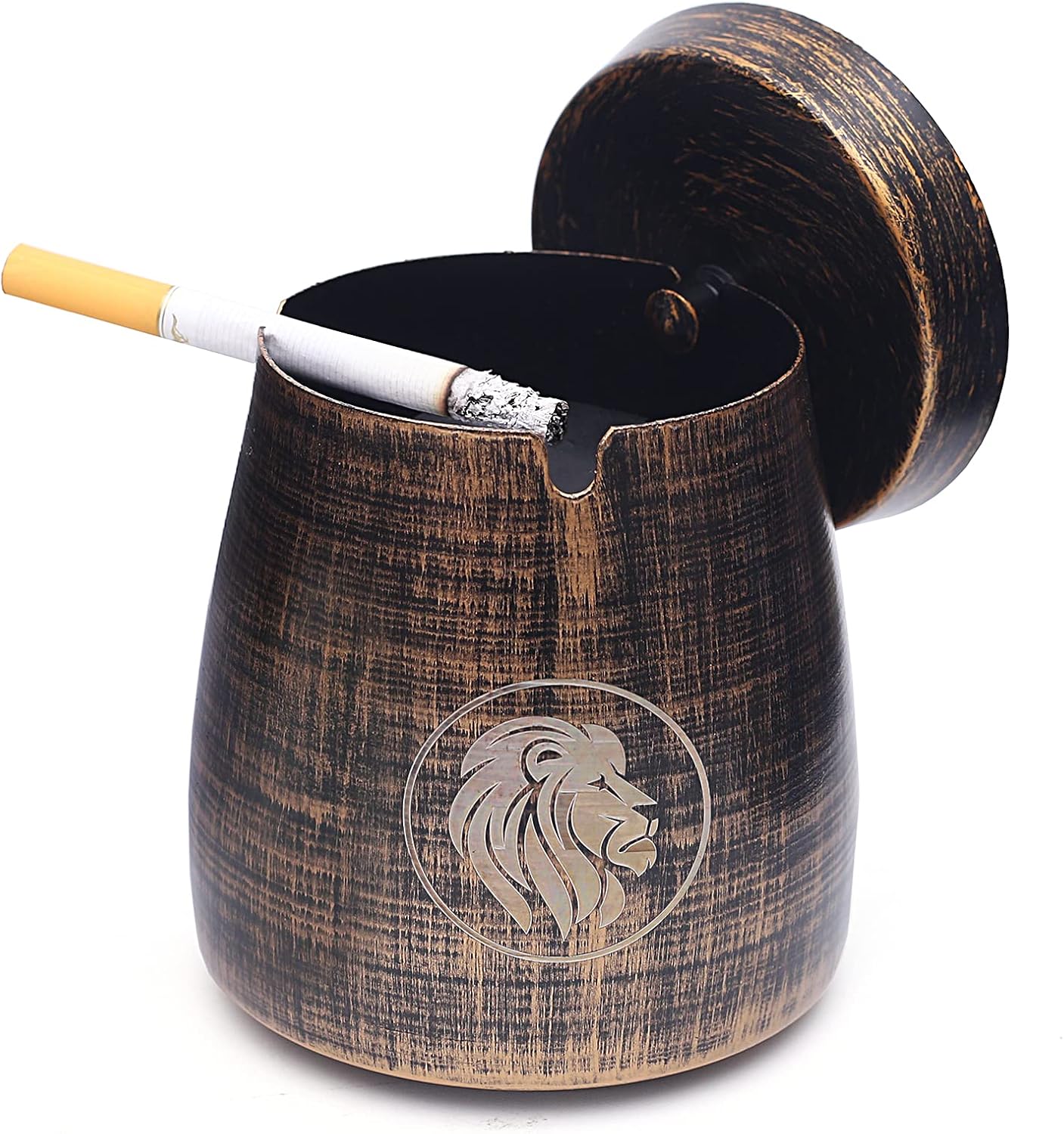 SUNNEKO Ashtray with Lid Windproof Smell Proof, Cool Cigarette Holder, Ash Bucket