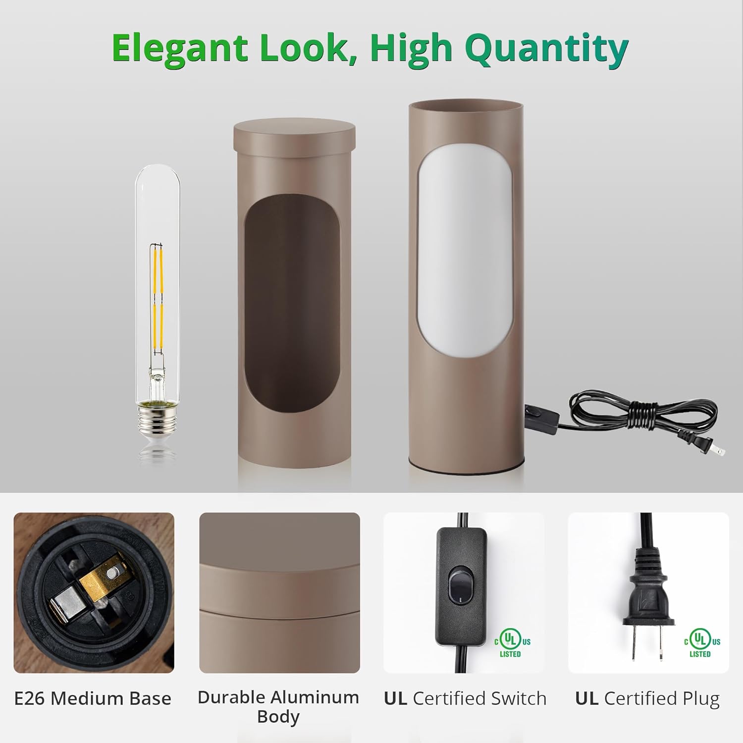 LEDIARY Shabbos Lamp, Brown Kosher Lamp for Shabbat, Table Lamps and Nightlight for Living Room, Bedroom, T10 Bulb Included (4W Eqv 40W, 400LM, 3000K)