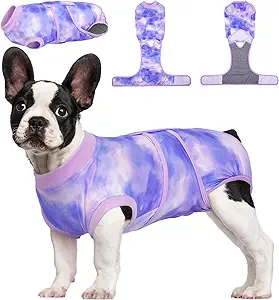 Kuoser Recovery Suit for Dogs, Adjustable Female Spay Dog Surgery Suit, Pet Surgical Shirt Male Neuter Anti Licking Abdominal Wounds Puppy Onesie Bodysuit, Alternative to Doggie Cone After Surgery