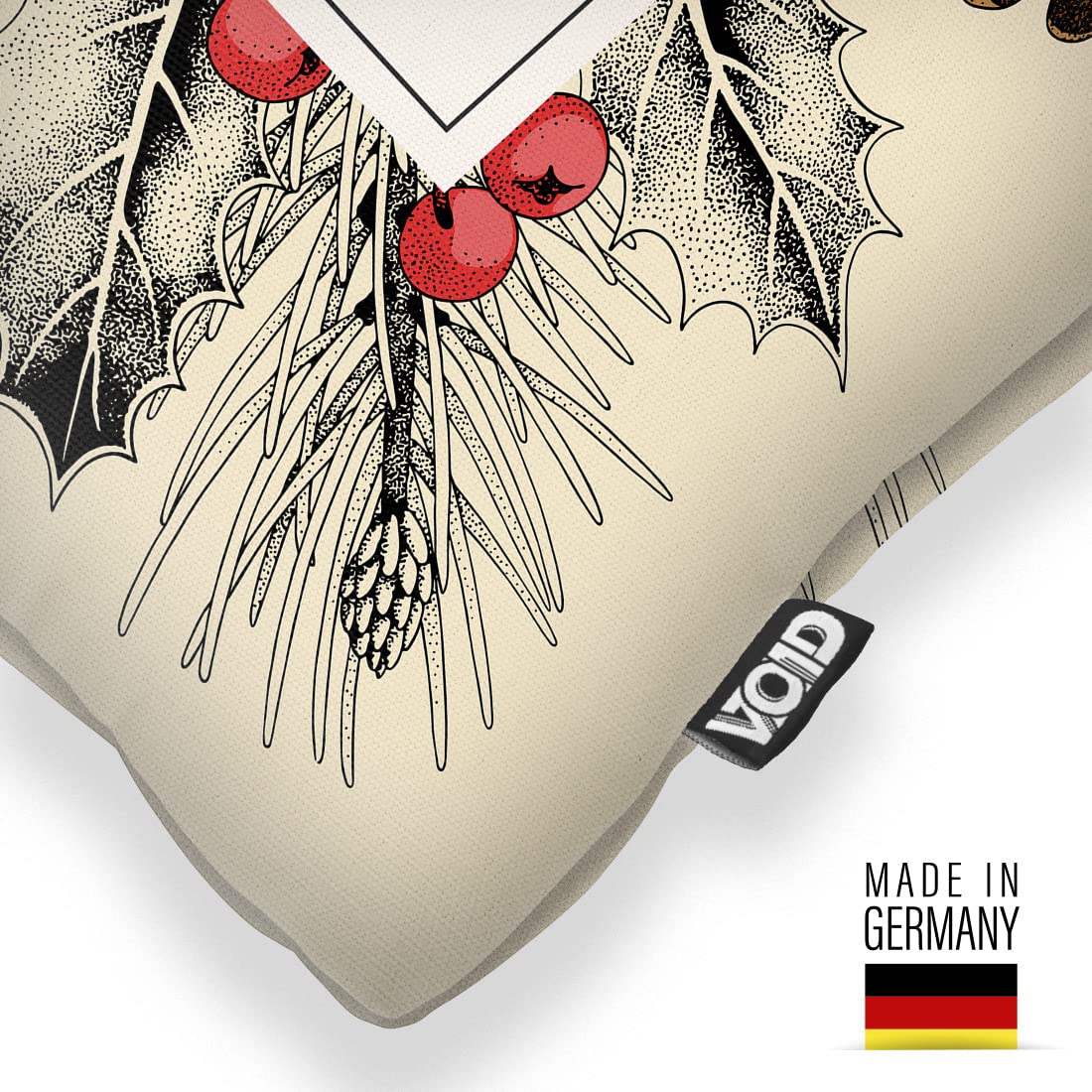VOID Buon Natale Cono di Abete Cuscini federe Poliestere Impermeabile per Uso Outdoor e Indoor, Kissen Size:60 x 60 cm