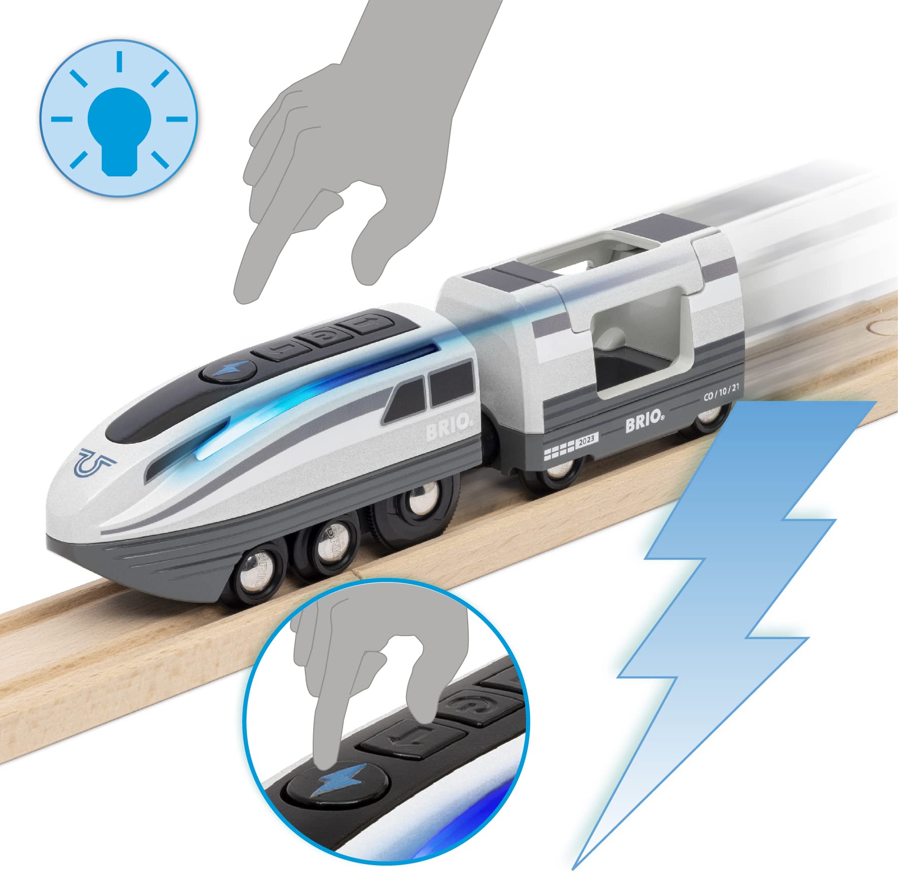 Brio - Tren Turbo, BRIO Ferrocarriles, Tren Juguete, Juguetes Niños 3 Años o más, 7 Piezas, Juegos Educativos 3 Años