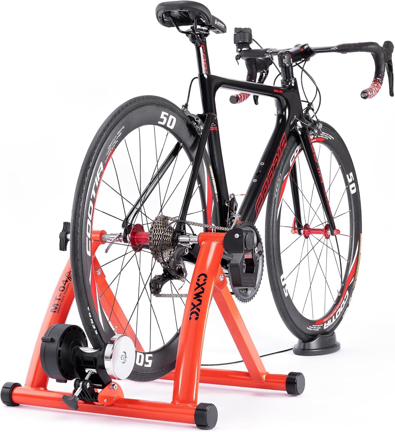 Trenażer rowerowy, magnetyczny stojak rowerowy do jazdy w pomieszczeniach, koła 26-29 stóp i 700C, szpikulec do szybkiego zwalniania i blok przedniego koła w zestawie