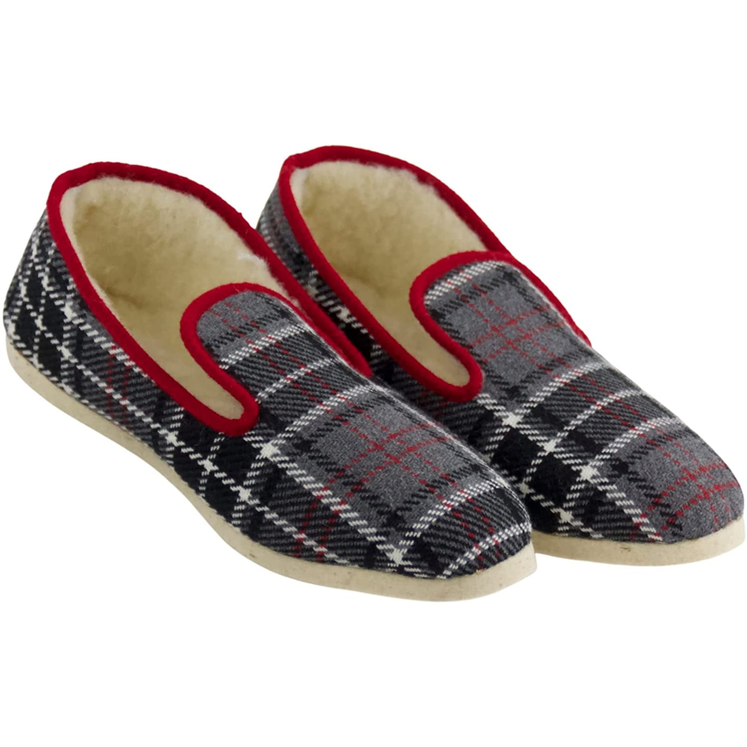 La Pantoufle du Berry – Charentaises escoceses para hombre Made in France – Talla 39-53 – Zapatillas cómodas y cálidas de invierno – Interior forro relleno 100% lana natural
