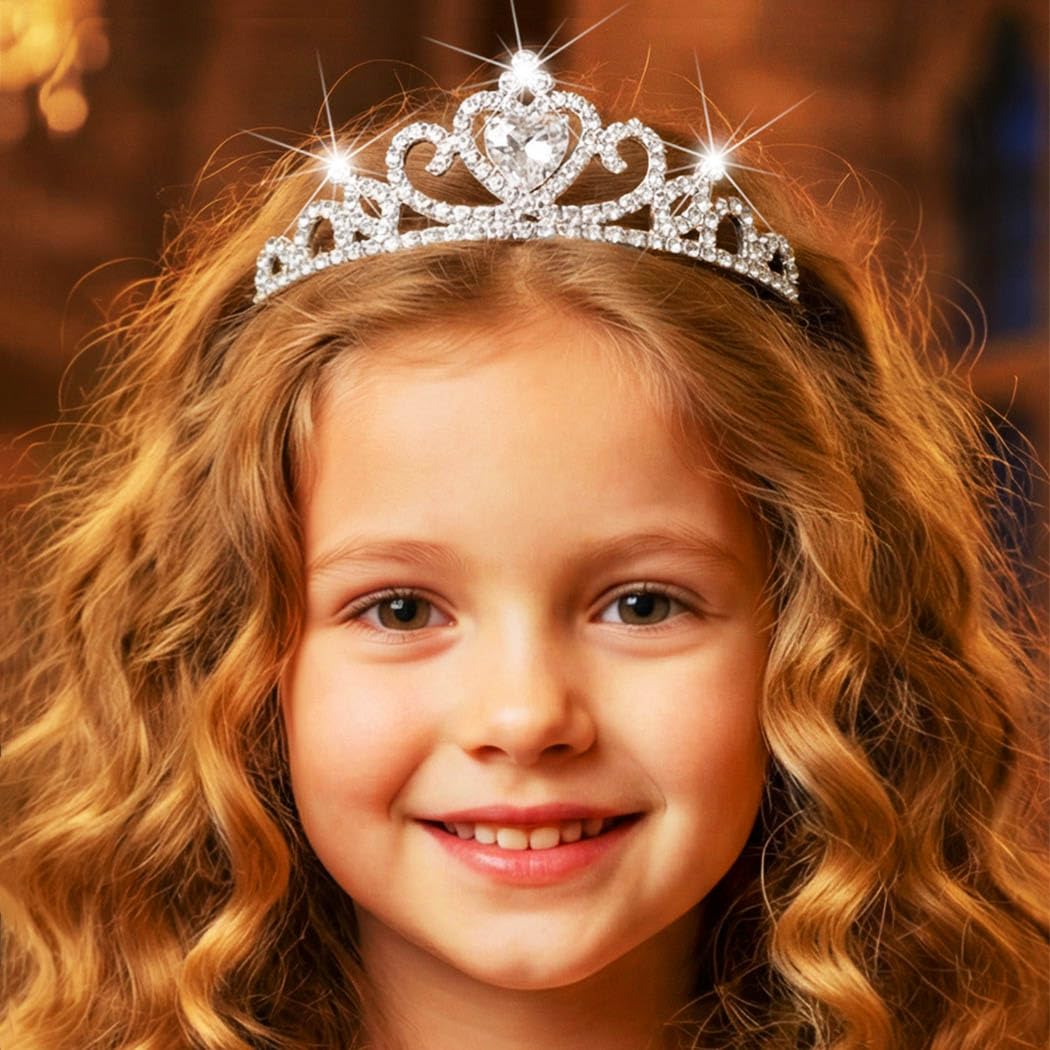 Kilshye Rhinestone Princess Tiaras Silver Tiara Headband Crystal Crown for Girls (Silver)