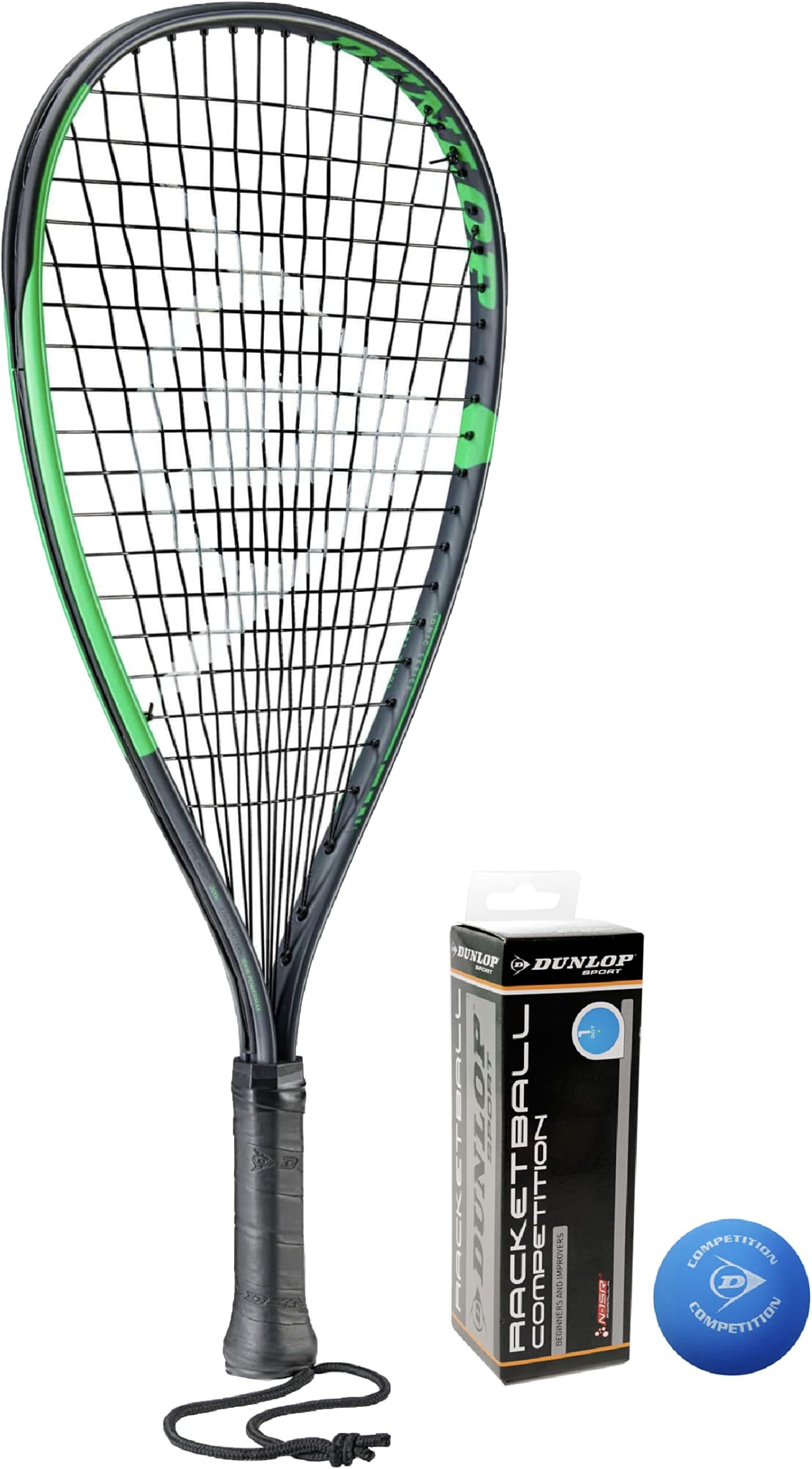 Sonic Ti Racketball Racket & 3 Dunlop Racketball Balls