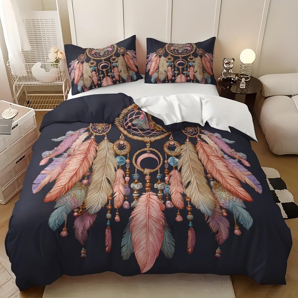 Housse de couette attrape-rêves 240x220 hypoallergénique noire en microfibre douce