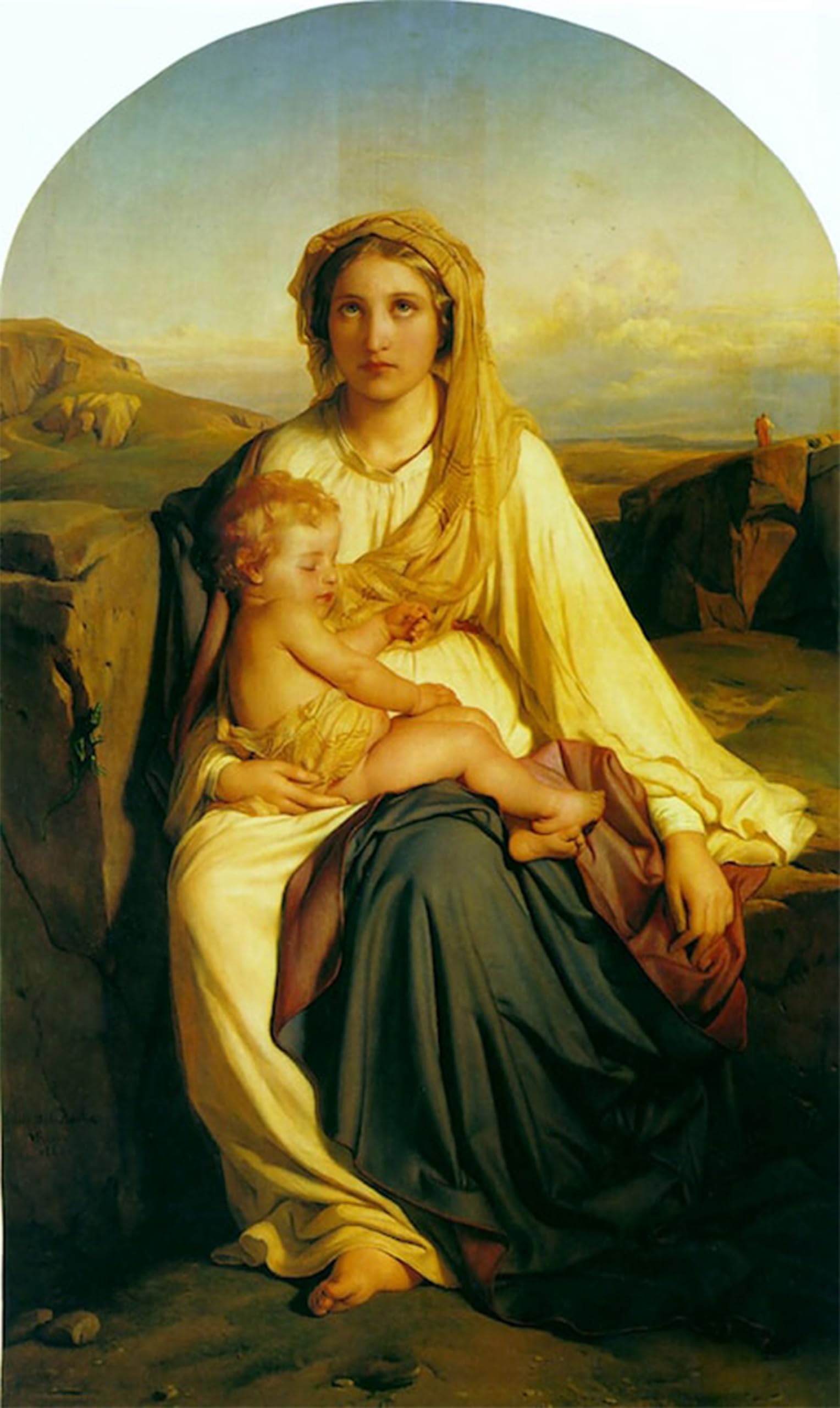 ARTXLXXBN Famous Painting Canvas Artwork Graffiti Print Virgin and Child by Paul Delaroche Portrait Canvas Image for Home Decor 60x90cm